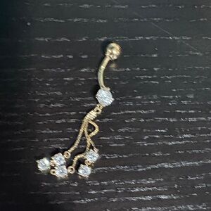 Piercing pagoda Gold Belly Button dangling with White Gems